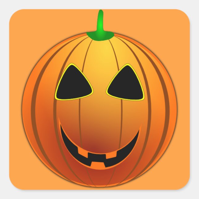 Cuadrada Pegatina feliz de Jack o' Lantern Halloween (Anverso)