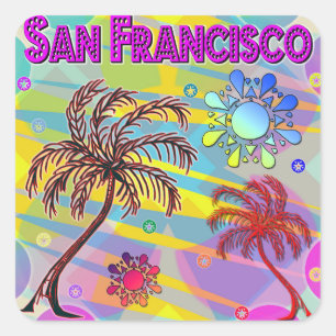 Cuadrada Pegatina Feliz y Esperanza de San Francisco