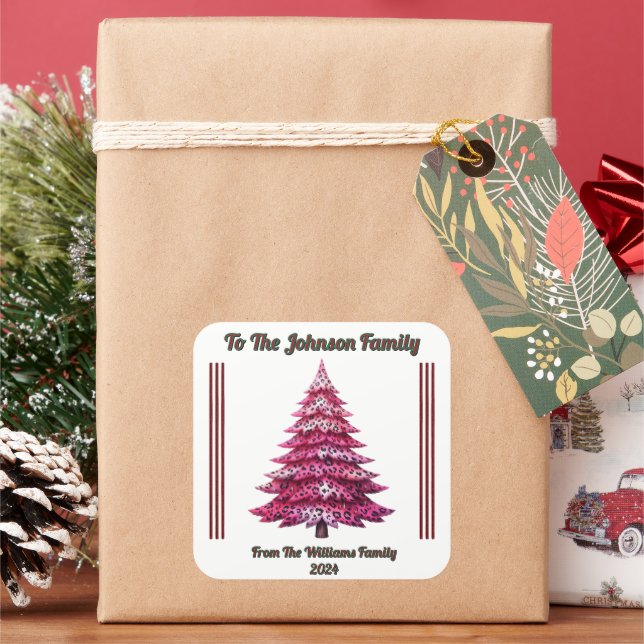 Cuadrada Pegatina festivo para regalos alegres de Navidades (Vacaciones)