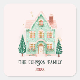 Cuadrada Pegatina festivo personalizado