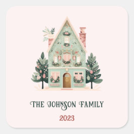 Cuadrada Pegatina festivo personalizado