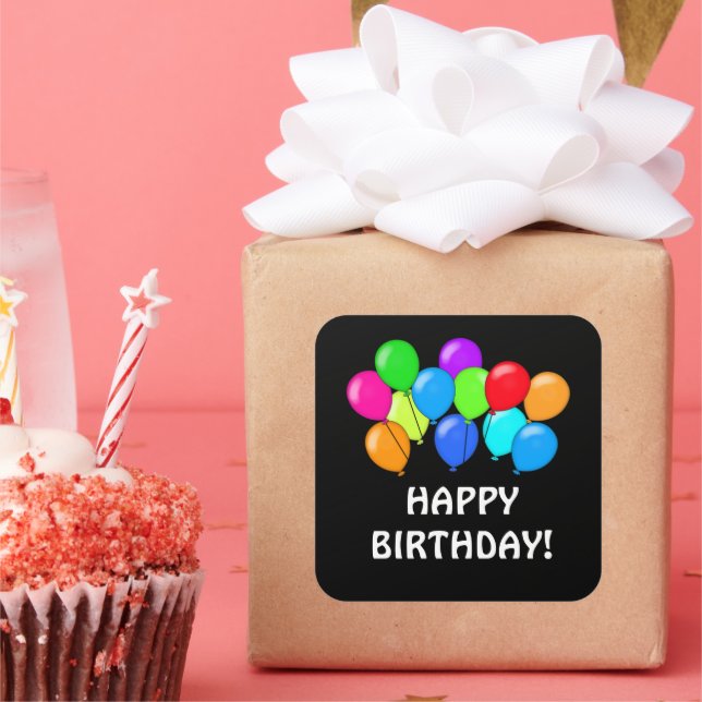 Cuadrada Pegatina fiesta de Birday Balloons unisex (Fiesta)