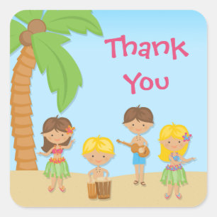 Cuadrada Pegatina Fiesta de Luau