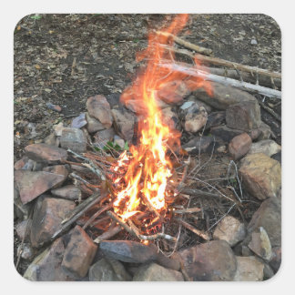 Cuadrada Pegatina Fireside