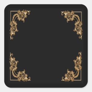 Cuadrada Pegatina floral adornado del remolino