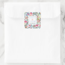 Pegatina floral bohemio acuarela