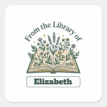Pegatina floral de biblioteca personalizada con no