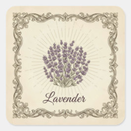 Cuadrada Pegatina floral de lavanda