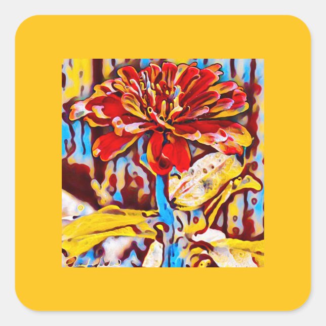 Cuadrada Pegatina floral de otoño (Anverso)