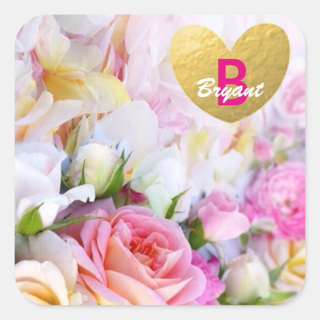 Cuadrada Pegatina floral personalizada de moda (Anverso)