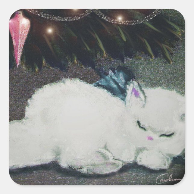 Cuadrada Pegatina - Fluffy (Anverso)