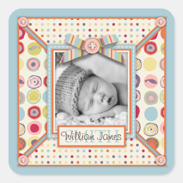 Cuadrada Pegatina fotográfico del oso (Anverso)