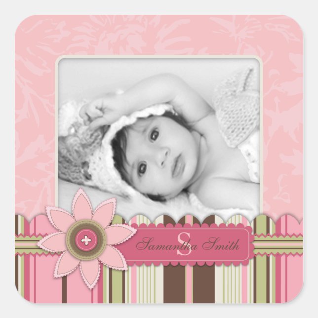 Cuadrada Pegatina fotográfico G Chica B (Anverso)