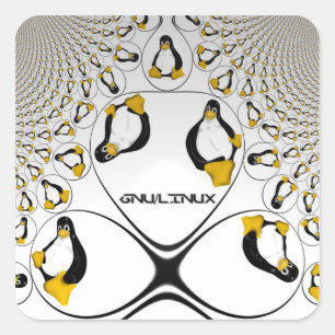 Cuadrada Pegatina Fractal GNU/Linux