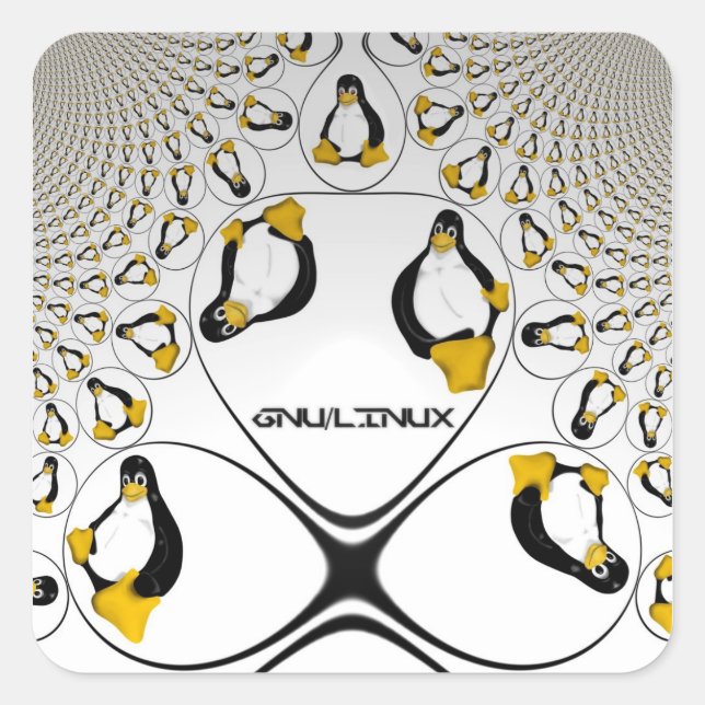Cuadrada PEGATINA Fractal GNU/Linux (Anverso)