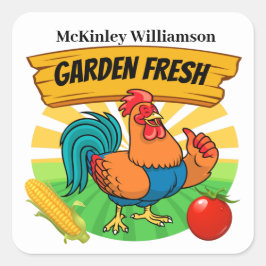 Cuadrada Pegatina fresco de granja