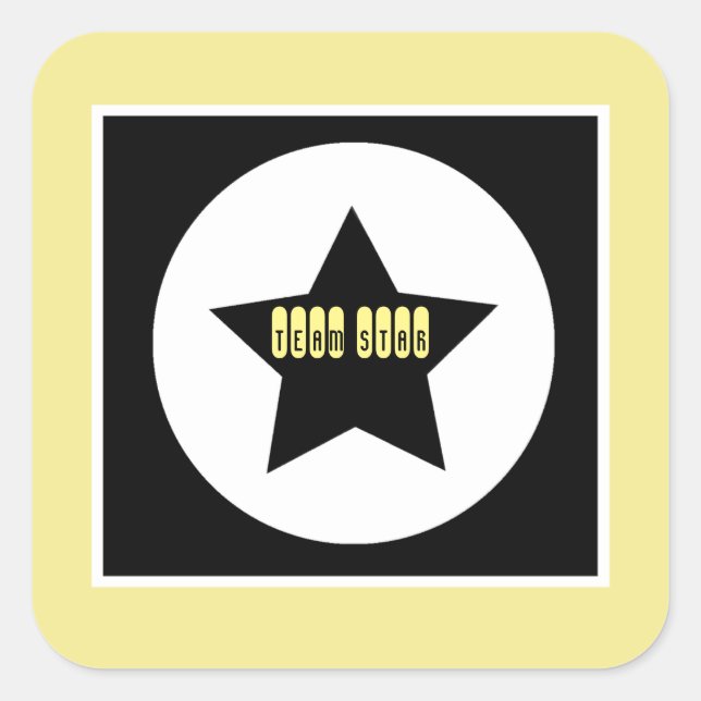 Cuadrada Pegatina Funky de la Estrella del Equipo (Anverso)
