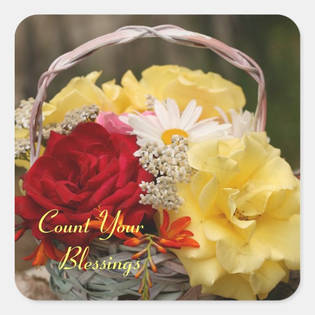 Cuadrada Pegatina Garden Rose Bouquet (Anverso)