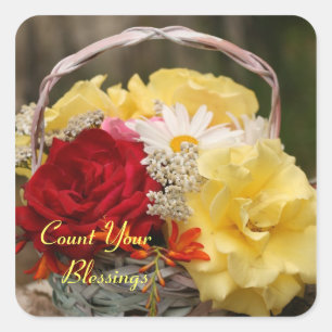 Cuadrada Pegatina Garden Rose Bouquet