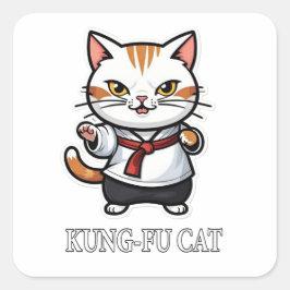 Cuadrada Pegatina Gato Kung-Fu de Guay