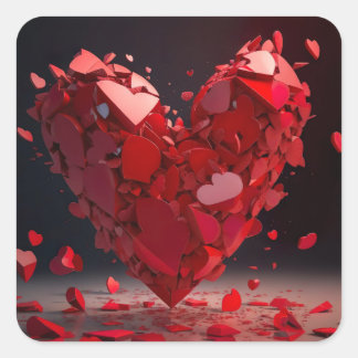 Cuadrada Pegatina generado por IA en el corazón destrozado