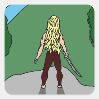 Cuadrada Pegatina Girlfighter