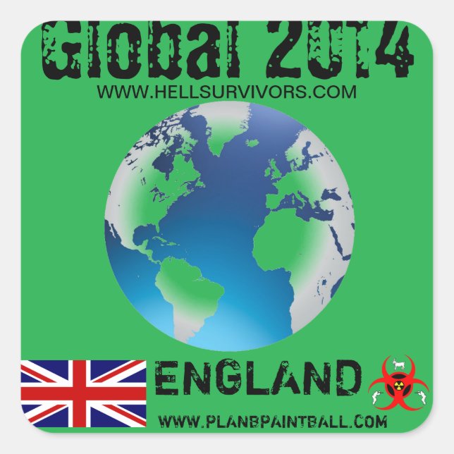Cuadrada Pegatina Global Inglaterra 2014 (Anverso)