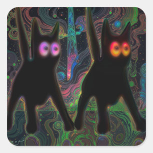 Cuadrada Pegatina GLOW CATS