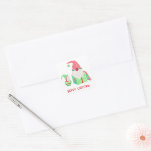 Cuadrada Pegatina Gnome Holiday
