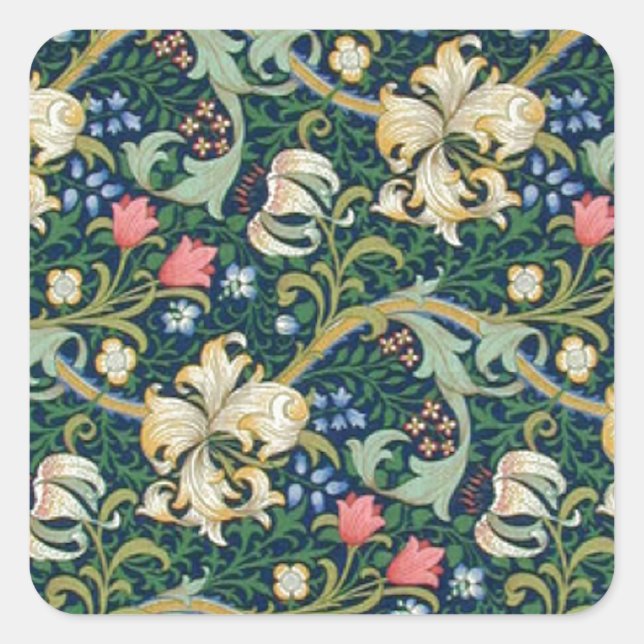 Cuadrada Pegatina Golden Lilies (Anverso)