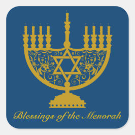 Cuadrada Pegatina Golden Menorah