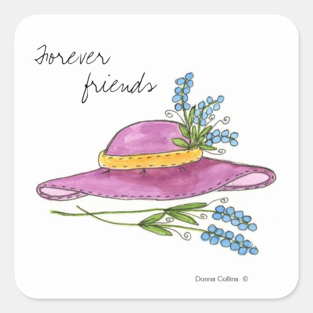 Cuadrada Pegatina Gorra rosa (Anverso)