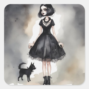 Cuadrada Pegatina gótico de LBD para elegancia oscura