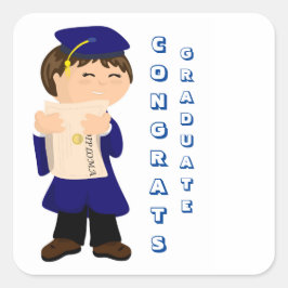 Cuadrada Pegatina Graduate Boy