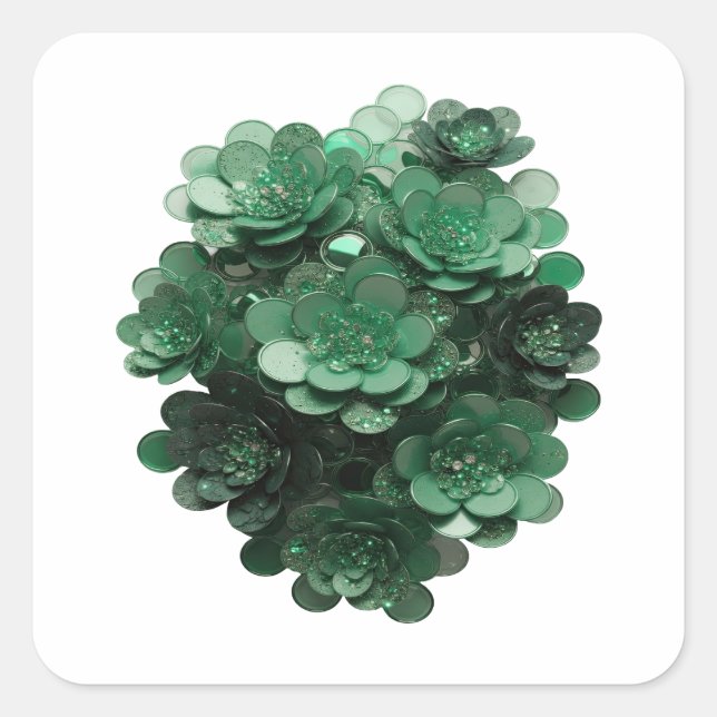 Cuadrada Pegatina gráfica abstracta verde elegante (Anverso)