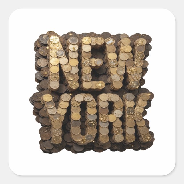 Cuadrada Pegatina gráfica de Bold Gold NEW YORK (Anverso)