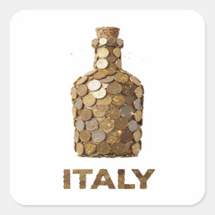Cuadrada Pegatina gráfica de oro original ITALIA