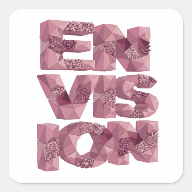 Cuadrada Pegatina gráfica ENVISION rosa brillante (Anverso)