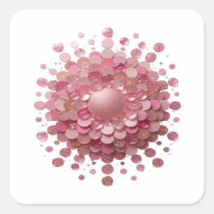 Cuadrada Pegatina Gráfica ESFERA DE BRILLO Rosa Animada
