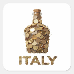 Cuadrada Pegatina gráfica ITALIA Cool Gold