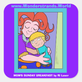 Cuadrada Pegatina grande del desayuno dominical de mamá