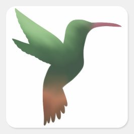 Cuadrada Pegatina Green Hummingbird Gradiente