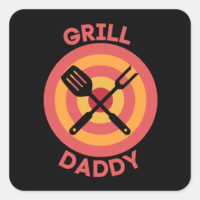 CUADRADA PEGATINA -GRILL DADDY (Anverso)