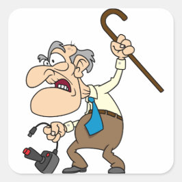 Cuadrada Pegatina Grumpy Geezer Gamer