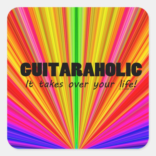 Cuadrada Pegatina Guitaraholic Life Square (Anverso)