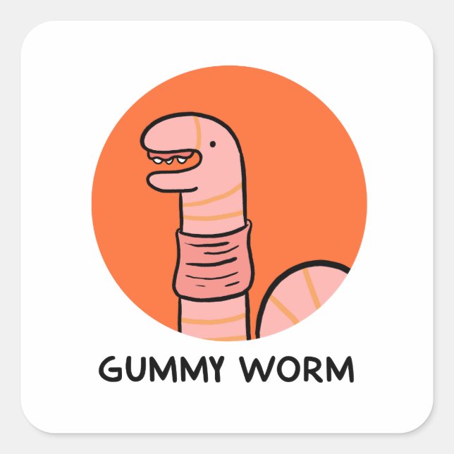 Cuadrada Pegatina Gummy Worm Bug Pun (Anverso)