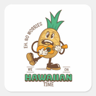 Cuadrada Pegatina Hawaiano Time Chill