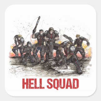 Cuadrada Pegatina Hell Squad