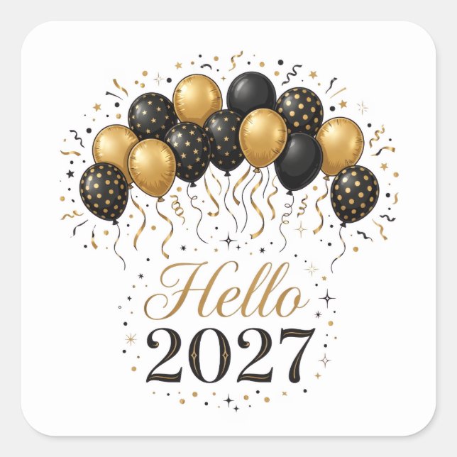 Cuadrada Pegatina Hola 2027 (Anverso)