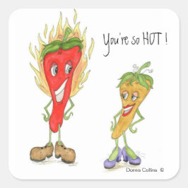 Cuadrada Pegatina Hot Pepper